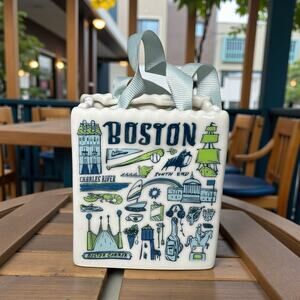 Starbucks Boston Been There Series Ceramic Tote Ornament Gift Card Holder EUC